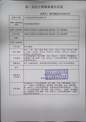 廣東省河源市市場(chǎng)監(jiān)管局發(fā)布第一類醫(yī)療器械產(chǎn)品備案信息公告
